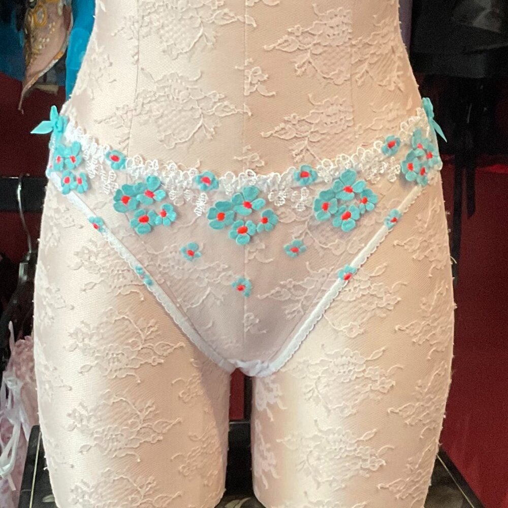 Agent Provocateur Floral Mid Rise Bethanie Brief Panty Size 3 White